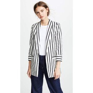 Alice Olivia Striped Oversized Blazer Black White Size XS